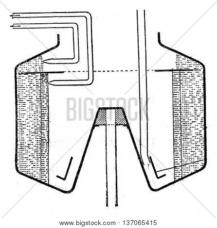 Theoretical Cup ecremeuse Burmeister and Wain, vintage engraved illustration. Industrial encyclopedia E.-O. Lami - 1875.