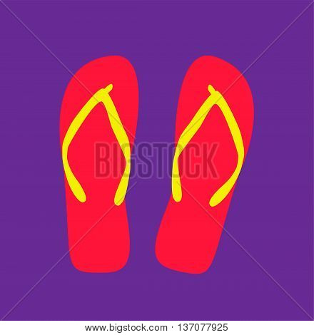 Pair of flip-flops. Vector illustration. pink color