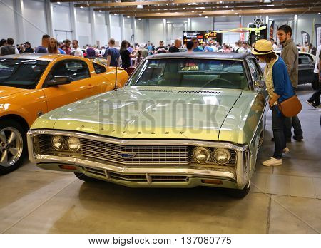 CRACOW POLAND - MAY 21 2016: Chevrolet displayed at 3rd edition of MOTO SHOW in Cracow Poland. Exhibitors present most interesting aspects of the automotive industry