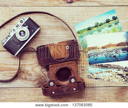 Very Old Film Camera And Old Foto.