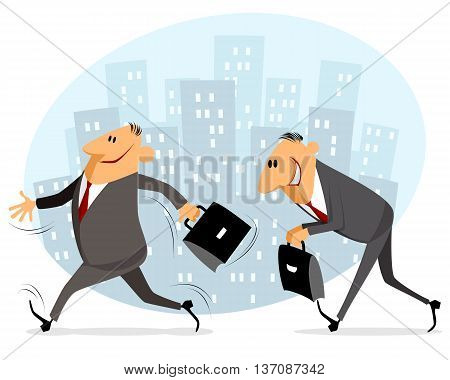 Vector illustration of a two businessmen goes