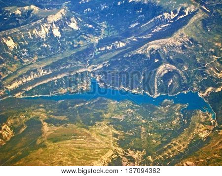Lake Lac De Castillon - Aerial View