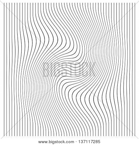illustration vector vertical lines with stripes pattern or background with wavy curving distortion effect.