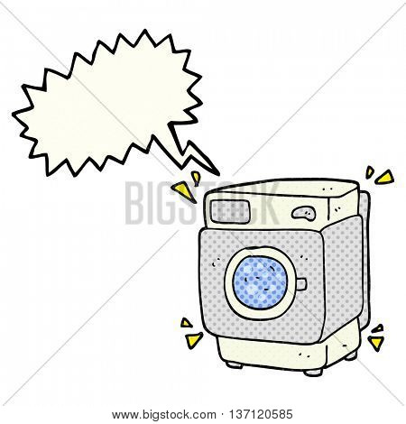 freehand drawn comic book speech bubble cartoon rumbling washing machine