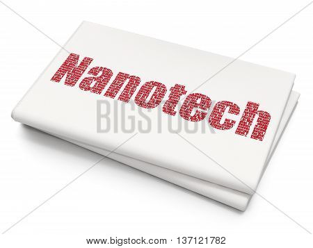 Science concept: Pixelated red text Nanotech on Blank Newspaper background, 3D rendering