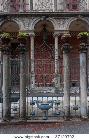 BRUNATE, ITALY - MAY 2016:Details of  villa in eclectic and art nouveau style