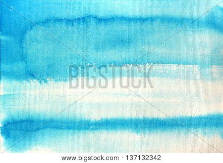 Hand drawn blue stripes. Abstract watercolor background. Hand drawn ink illustration. Watercolor stripes. Watercolor abstract backdrop.