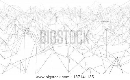 3D Illustration - Black abstract polylines isolated on white.