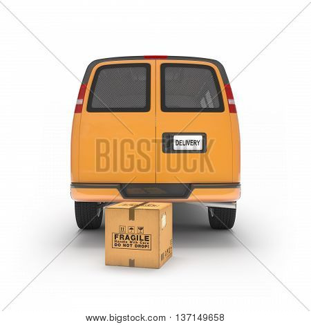 Delivery service car 3d rendering on white background
