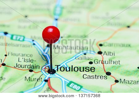 Toulouse pinned on a map of France