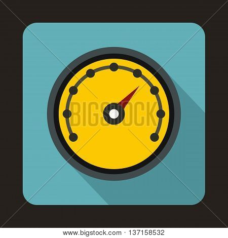 Speedometer with dot notation icon in flat style with long shadow. Auto spare parts symbol