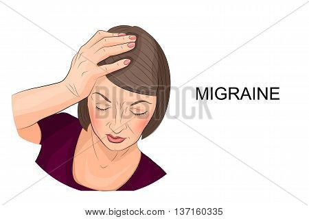 illustration of a woman suffering from migraine