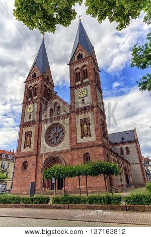 Saint Bonifacius church by day in Heidelberg, Germany