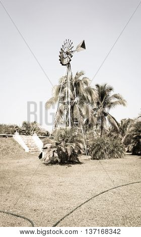 A view of an old style Windmill for water extraction on Yucatan Mexico