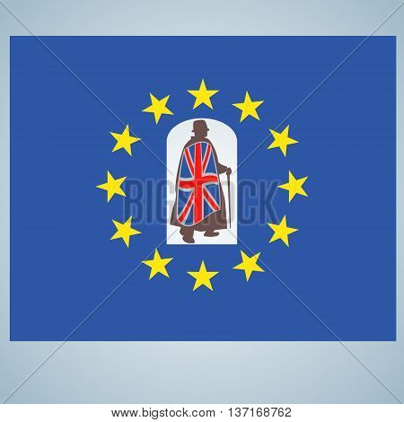 Brexit vector concept. British flag and EU flag creative sign. UK exit from EU