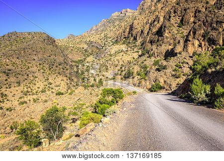 A dirt road through Al Hajar mountains in Oman