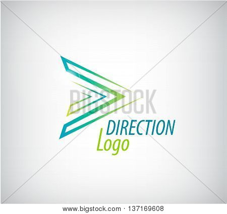 Vector line green arrow logo, direction icon, company identity. Web logo