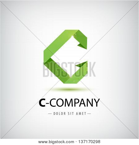 Letter C logo. Alphabet logotype vector design. Origami alphabet sign