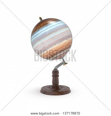 Globe map of saturn 3d rendering on white background