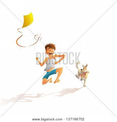 the guy with the dog running along the beach