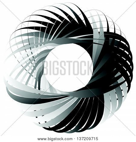 Random Circular Element. Abstract Monochrome Graphic On White.