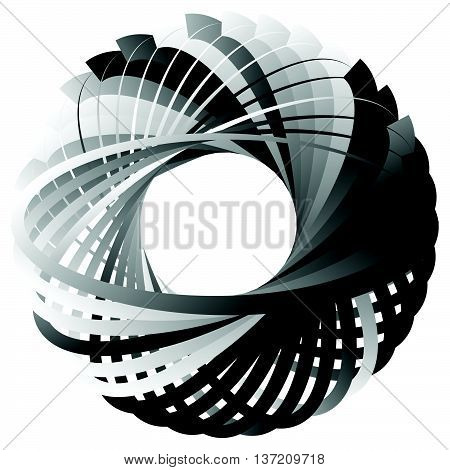 Random Circular Element. Abstract Monochrome Graphic On White.