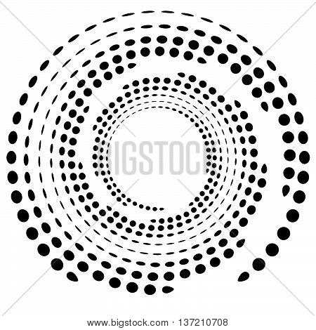 Dotted Circular Element. Mononochrome Black And White Illustration On White.