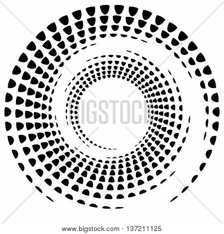 Dotted Circular Element. Mononochrome Black And White Illustration On White.