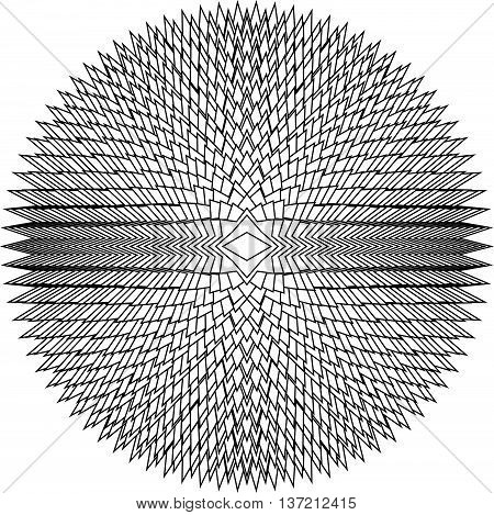 Edgy, Jagged Circular, Circle Element. Concentric Shapes With Distortion Effect. Abstract Design Ele