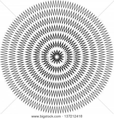 Edgy, Jagged Circular, Circle Element. Concentric Shapes With Distortion Effect. Abstract Design Ele