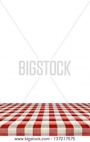 Picnic Table With Tablecloth Isolated On White Background With Clipping Path.