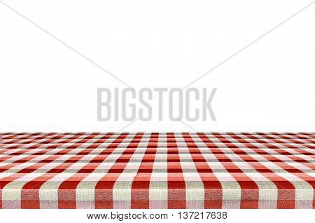 Picnic Table With Tablecloth Isolated On White Background With Clipping Path.
