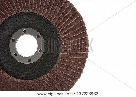 red color flap abrasive disc isolated on white