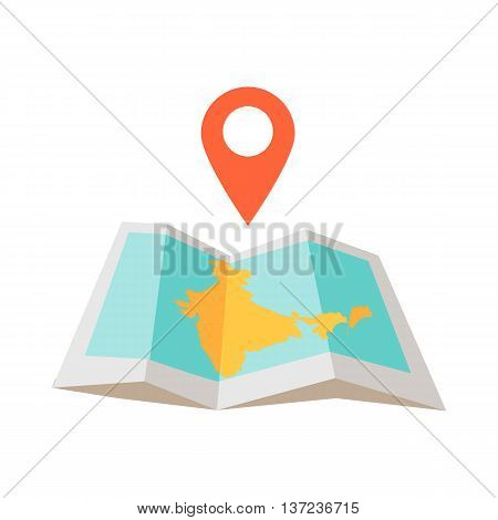 India traveling conceptual illustration. Summer vacation in exotic countries icon. Tourist journey vector. Navigation in foreign country concept. Map, checpoint in flat style design.