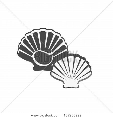 Oysters in monochrome variant. Seafood concept icons in flat style design. Vector illustration fresh deep-sea oyster. Beautiful shell pearl mussels.