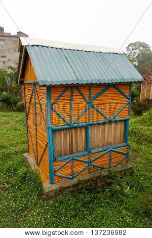 Bamboo cottage or house built in the countryside of Nepal.