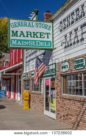 BRIDGEPORT, CA, USA - OCTOBER 11, 2015: Shops at main street Bridgeport, California