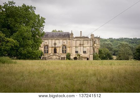 LACOCK ABBEY, LACOCK, WILTSHIRE, UK, 21 JUNE 2016 - External view of Lacock Abbey former home of the photography pioneer; William Henry Fox Talbot in the village of Lacock Wiltshire UK