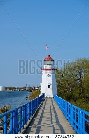 Cheboygan Crib Light, built in 1884, Lake Huron, Michigan, USA