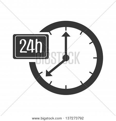 Time and clock isolated flat icon in black and white colors, vector illustration.