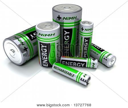 3D Render af NiMH-batterier