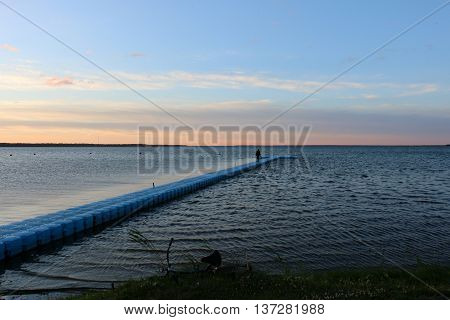 early morning and sunrise on the lake Naroch in Belarus