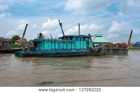 Boat On Musi River, Palembang, Southern Sumatra, Indonesia.