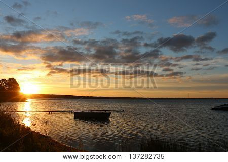 early morning and sunrise on the lake Naroch in Belarus