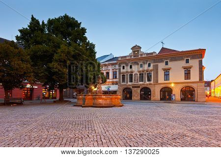 UHERSKE HRADISTE, CZECH REPUBLIC - JUNE 21, 2016: Historic architecture of the old town of Uherske Hradiste on June 21, 2016.