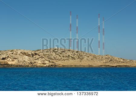 Small lagoon with cyan water in Kavo Greco area near Ayia Napa city on Cyprus island