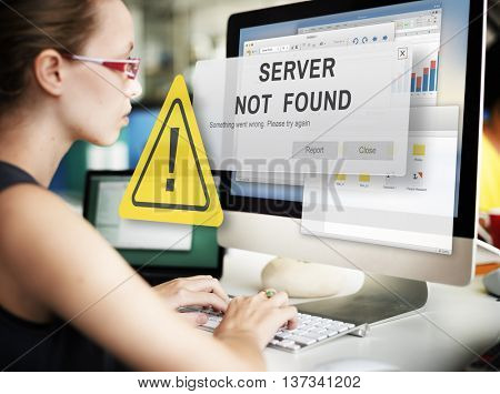 Server Not Found Error Inaccessible Concept