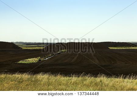 A Field In Which Is Carried Out Peat Extraction,