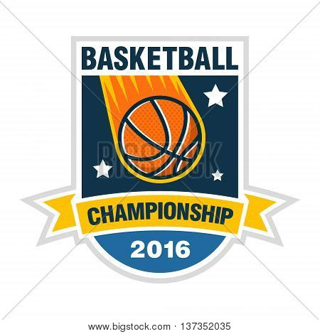 Basketball championship, tournament or team vector logo concept with a ball in the form of a space comet.