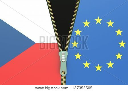 Czech Republic and EU relation concept. 3D rendering